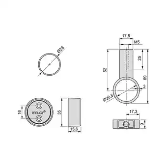 Bricorama Emuca lot de 2 rails ronds pour armoires d.28mm longueur 1.15m avec supports, aluminium et zamak, anodisé mat offre