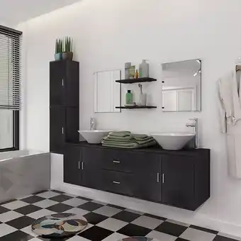 Bricorama Meuble de salle de bain 11 pcs avec lavabo et robinet noir - noir offre