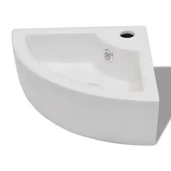 Vasque à poser/ lave main angle blanc en céramique + trop plein - blanc