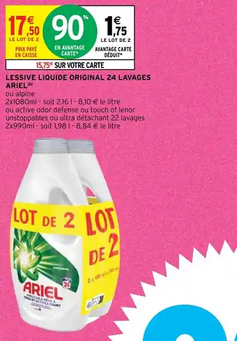 Intermarché LESSIVE LIQUIDE ORIGINAL 24 LAVAGES ARIEL (b) offre