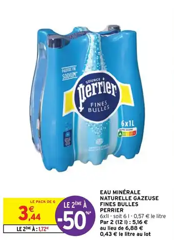 Intermarché EAU MINÉRALE NATURELLE GAZEUSE FINES BULLES PERRIER offre