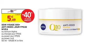 Intermarché SOIN VISAGE Q10+ ANTI-RIDES JOUR FPS30 NIVEA offre