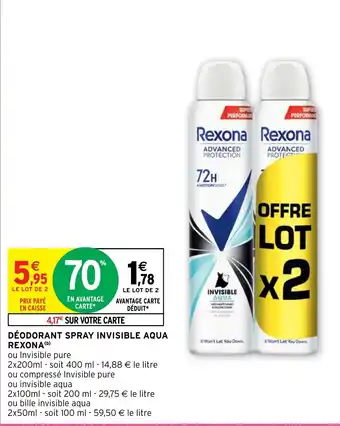 Intermarché DÉODORANT SPRAY INVISIBLE AQUA REXONA (b) offre