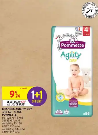 Intermarché CHANGES AGILITY DRY 7/18 KG T4 X56 POMMETTE offre