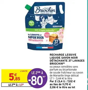 Intermarché RECHARGE LESSIVE LIQUIDE SAVON NOIR DÉTACHANTE 37 LAVAGES BRIOCHIN (b) offre