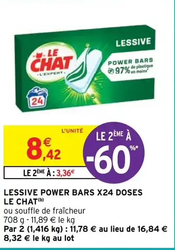 Intermarché LESSIVE POWER BARS X24 DOSES LE CHAT offre