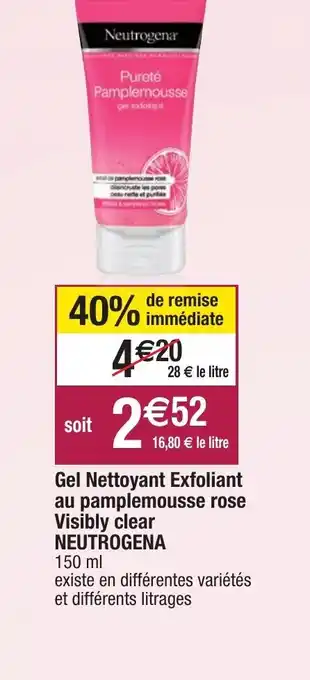 Migros Gel Nettoyant Exfoliant au pamplemousse rose Visibly clear Neutrogena offre