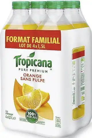 Casino Supermarchés TROPICANA Pur Premium orange sans pulpe 4 x 1,5 L offre