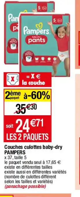 Couches culottes baby-dry PAMPERS