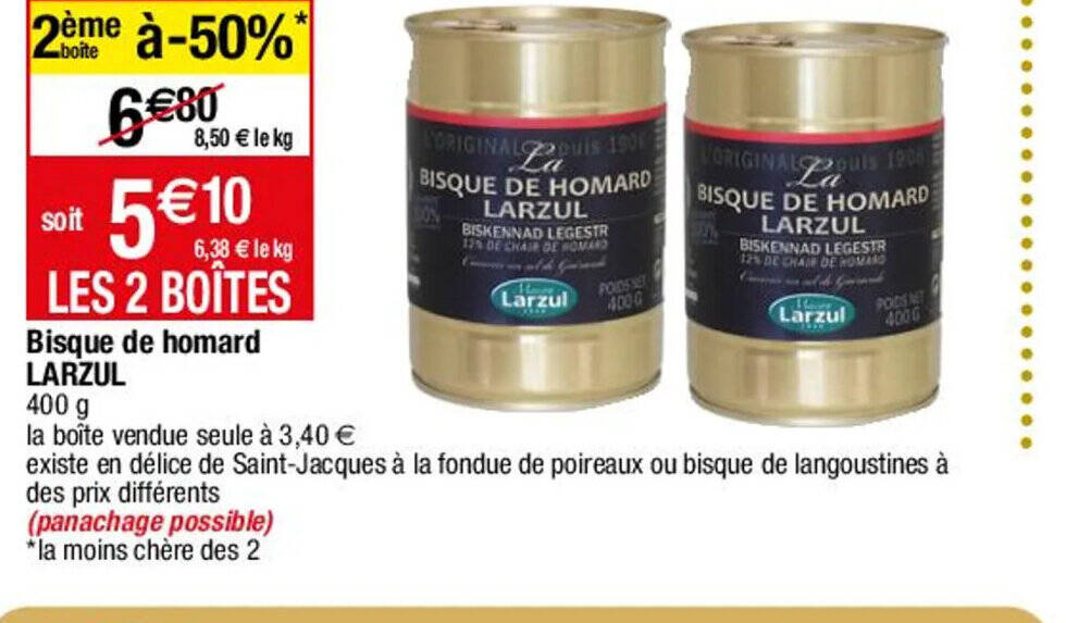 Promo Bisque de homard LARZUL chez Migros