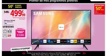 Carrefour Téléviseur LED 4K SAMSUNG offre