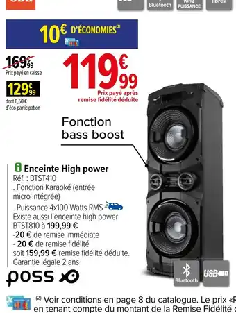 Carrefour Enceinte High power offre