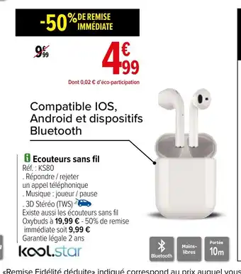 Carrefour Ecouteurs sans fil offre