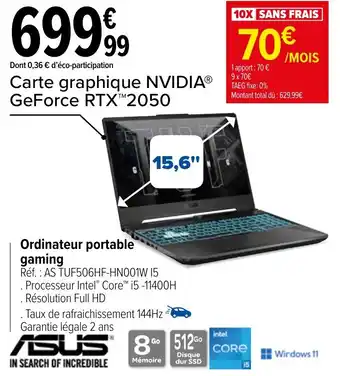 Carrefour Ordinateur portable gaming offre