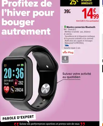 Carrefour 8 Montre connectée Bluetooth Réf. : Smart-fit S offre