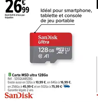 Carrefour i Carte MSD ultra 128Go offre