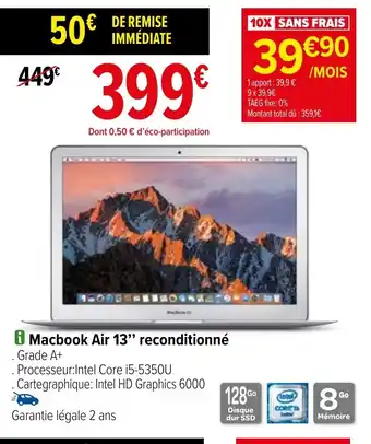 Carrefour i Macbook Air 13 reconditionné offre