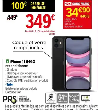 Carrefour i iPhone 11 64GO reconditionné offre