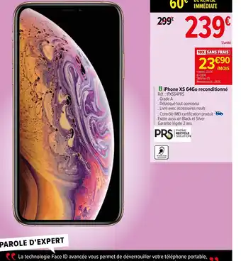 Carrefour i iPhone XS 64Go reconditionné offre