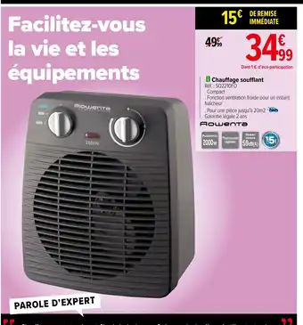 Carrefour Chauffage soufflant offre