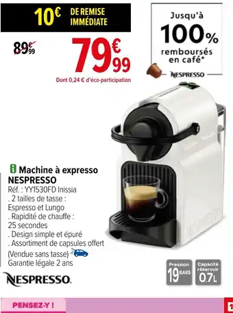 Carrefour Machine à expresso NESPRESSO offre