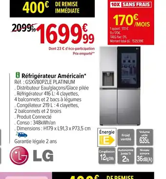 Carrefour Réfrigérateur Américain offre