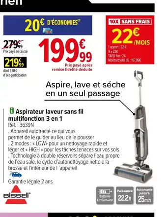 Carrefour i Aspirateur laveur sans fil multifonction 3 en 1 offre