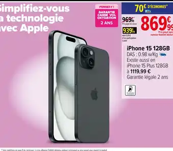 Carrefour iPhone 15 128GB offre