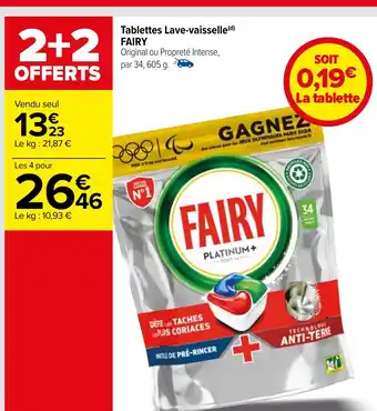 Carrefour Tablettes Lave-vaisselle FAIRY offre