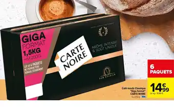 Carrefour Café moulu Classique Giga format CARTE NOIRE 6 x 250 g. offre