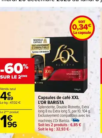 Carrefour Capsules de café XXL L'OR BARISTA offre