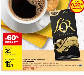 Carrefour Capsules de café aluminium offre
