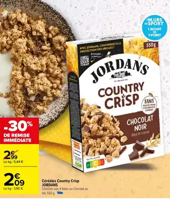 Carrefour Céréales Country Crisp JORDANS offre