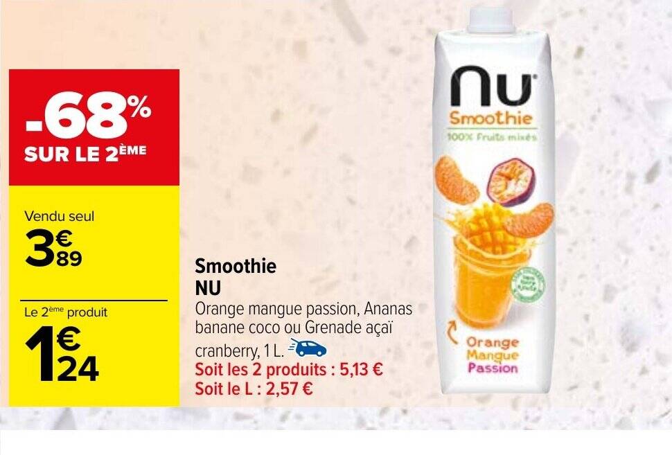 Promo Smoothie NU chez Carrefour