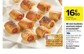 Carrefour 48 mini feuilletés saucisses nature et moutarde offre
