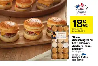 Carrefour 18 mini cheeseburgers au bœuf Charolais, cheddar et sauce offre