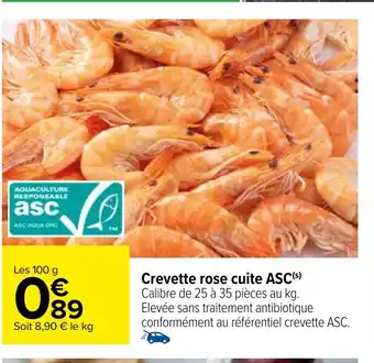 Carrefour Crevette rose cuite ASC offre