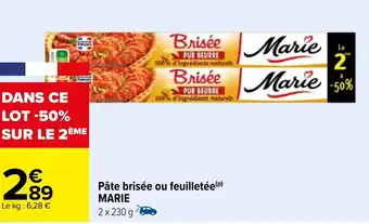 Carrefour Pâte brisée ou feuilletée(P) MARIE offre