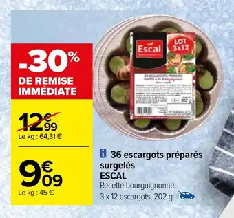 36 escargots préparés surgelés ESCAL