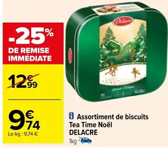 Carrefour Assortiment de biscuits Tea Time Noël DELACRE offre