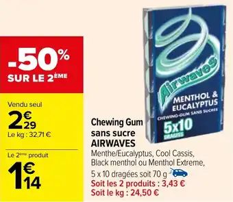 Carrefour Chewing Gum sans sucre AIRWAVES offre