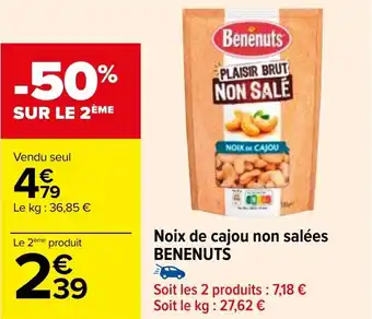 Carrefour Noix de cajou non salees BENENUTS offre