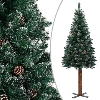 Bricomarché Vidaxl sapin de noël mince bois véritable et neige blanche vert 210 cm offre