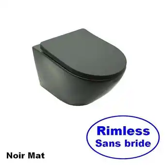 Wc suspendu ovale avec abattant céramique noir mat - 48x37 cm - cort