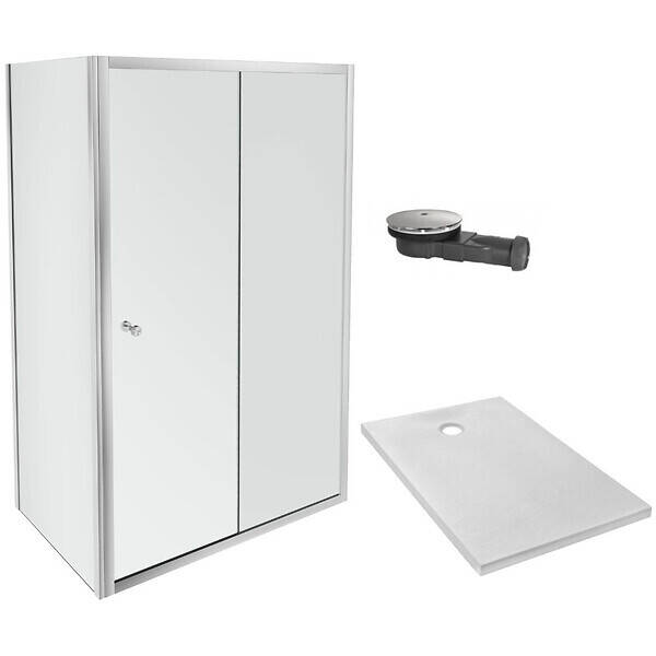 Promo Receveur douche jacob delafon ipso 120x90 + paroi coulissante angle + bonde chez Bricorama