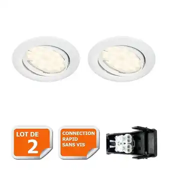 Bricorama Lot de 2 spot led encastrable complete orientable blanc avec ampoule gu10 230v eq. 50w, lumiere blanc neutre offre