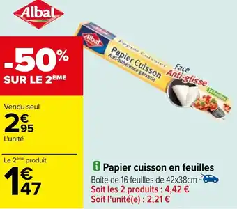 Carrefour Papier Cuisson en feuilles offre