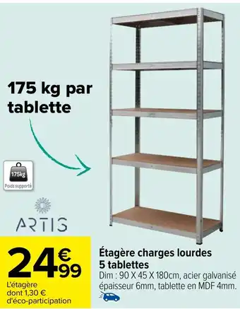 Carrefour Étagère charges lourdes 5 tablettes offre