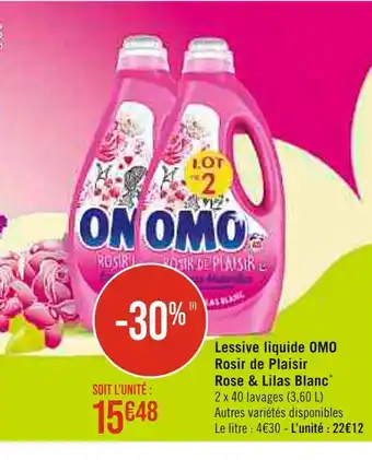 Casino Supermarchés Omo lessive liquide rosir de plaisir rose & lilas blanc offre