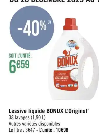 Casino Supermarchés Bonux lessive liquide l’original offre